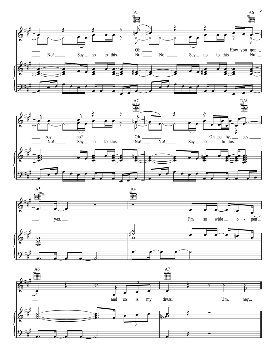 Say Yes To This Piano, Vocal, Guitar scores gallery preview page 5