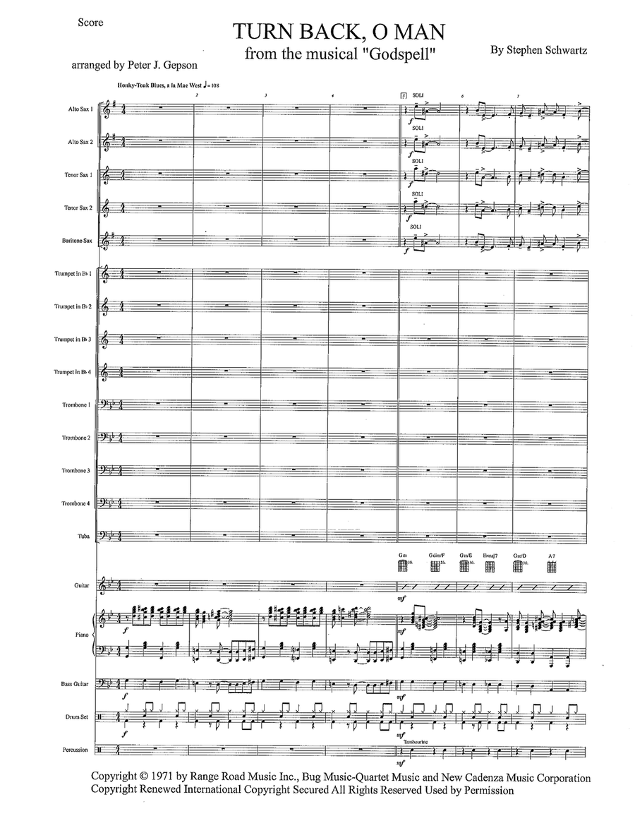 Turn Back, O Man Jazz Ensemble scores gallery preview page 1