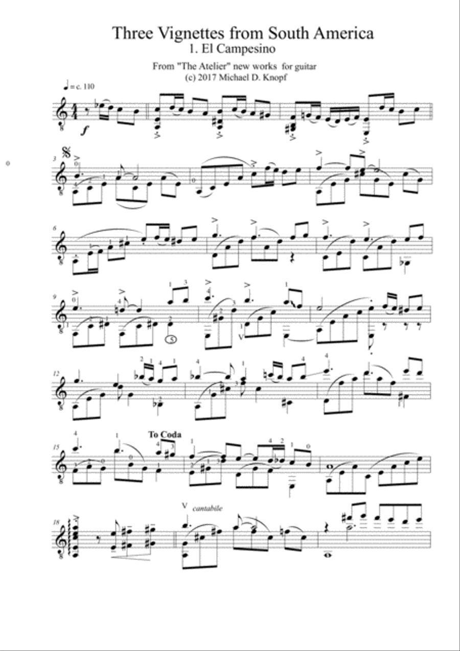 Three Vignettes from South America for solo guitar Guitar Solo scores gallery preview page 2