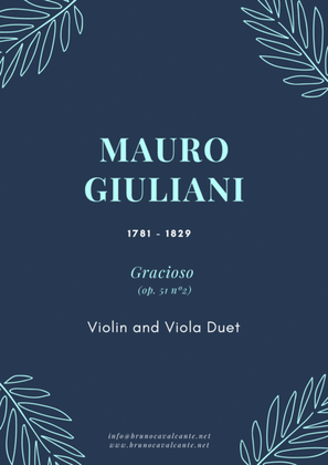 Gracioso Op 51 n2 (Mauro Giuliani) for Violin and Viola (String Duet)