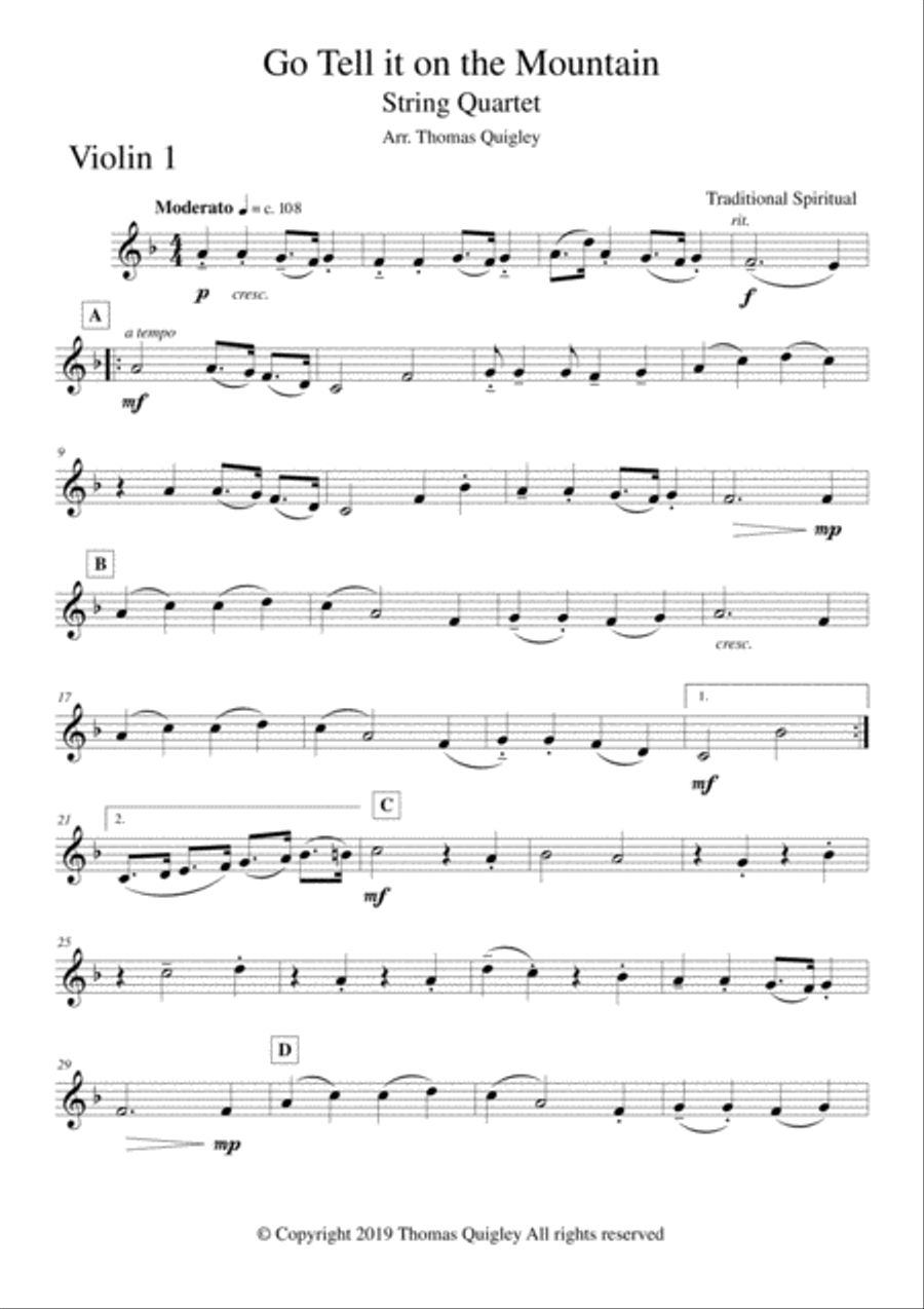Go Tell it on the Mountain String Quartet scores gallery preview page 5