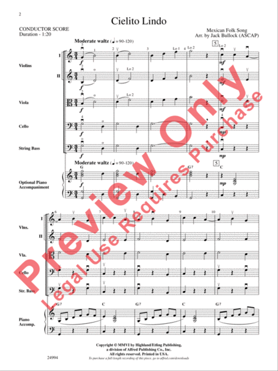 Cielito Lindo Cielito Lindo String Orchestra scores gallery preview page 3