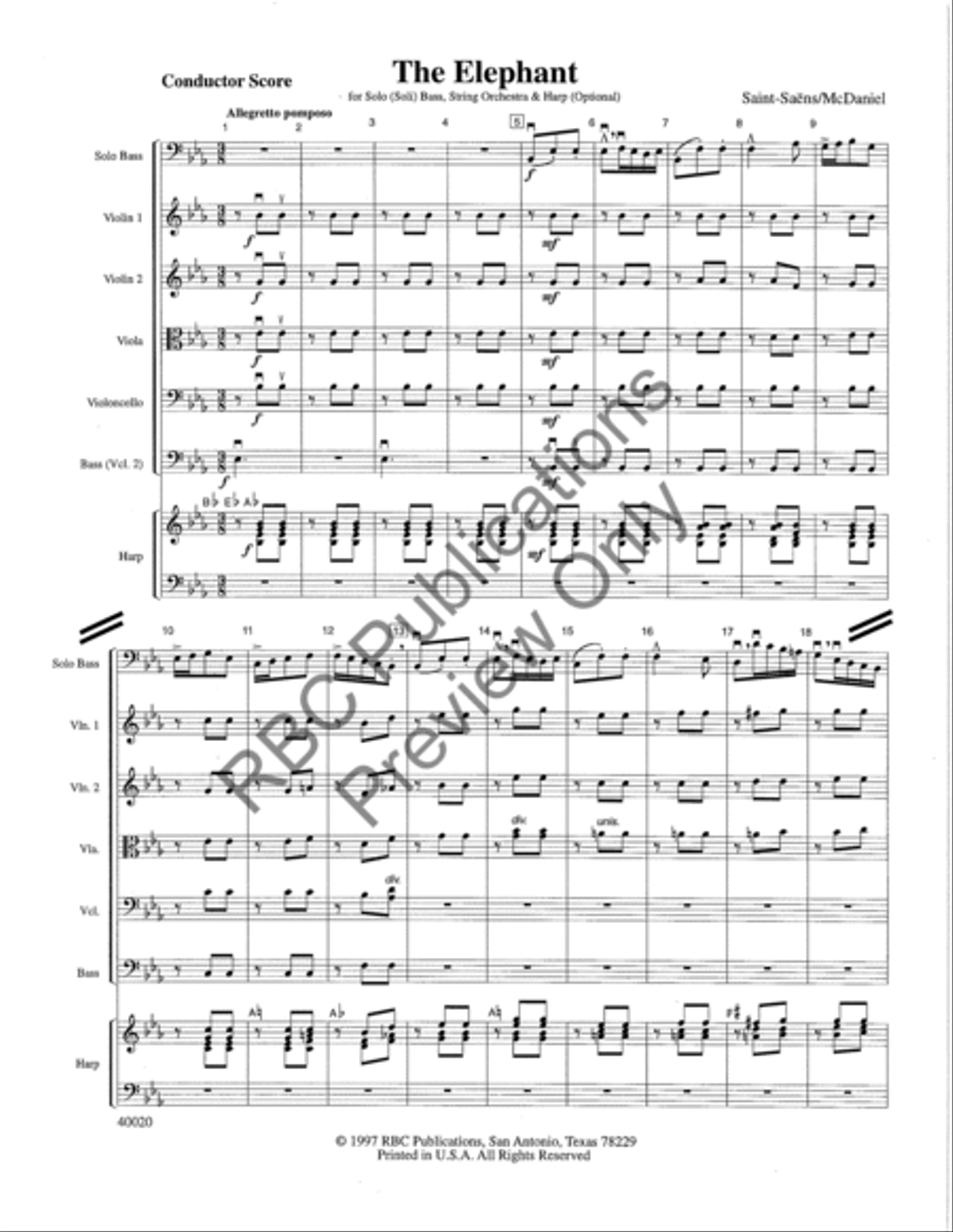 Elephant Solo Bass/ (Score) String Orchestra scores gallery preview page 4