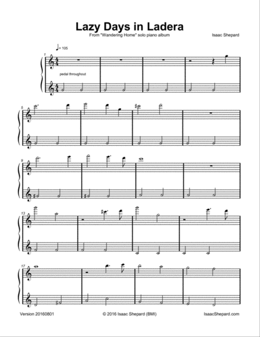 Lazy Days in Ladera Piano Solo scores gallery preview page 2