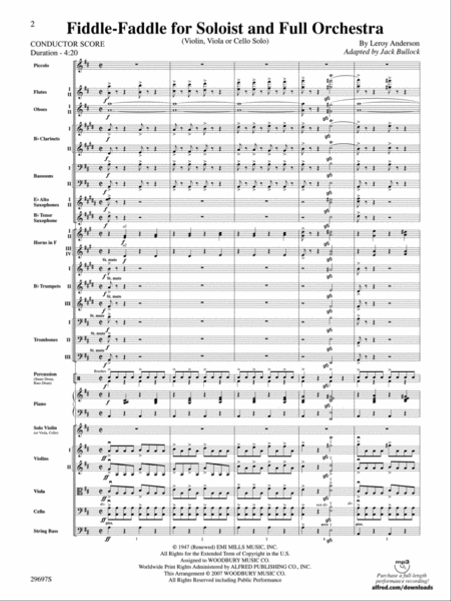 Fiddle-Faddle (for Soloist and Full Orchestra) Full Orchestra scores gallery preview page 2