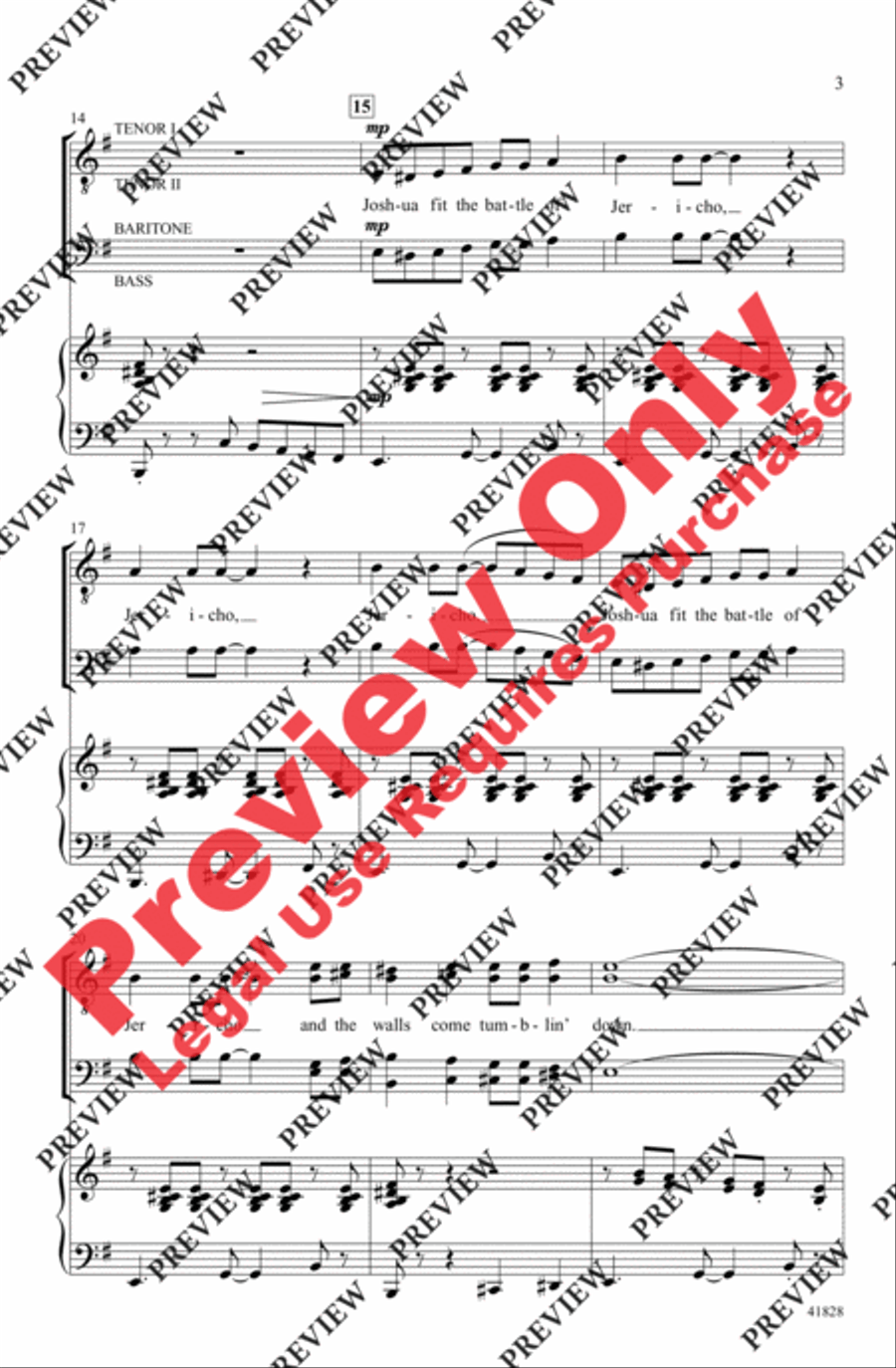 Battle of Jericho Battle of Jericho Men's Choir scores gallery preview page 3