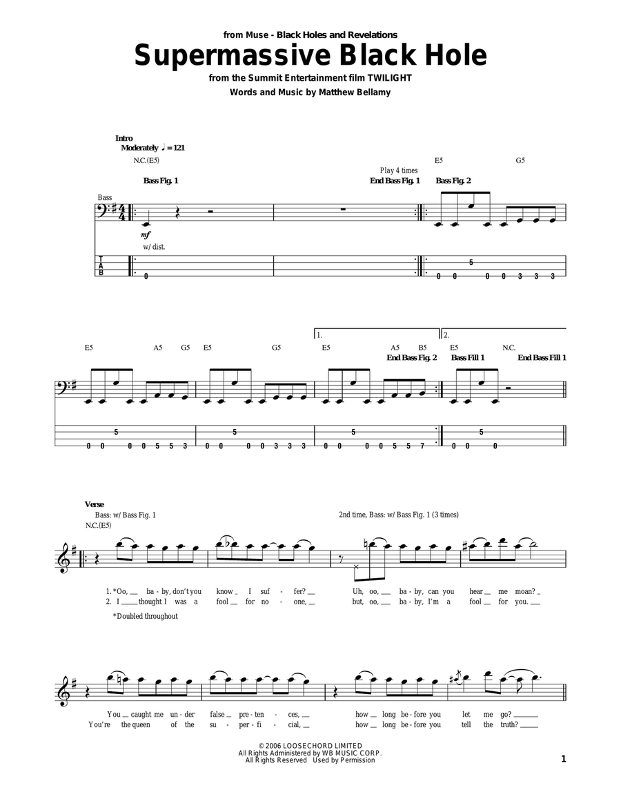 Supermassive Black Hole Acoustic Guitar scores gallery preview page 1