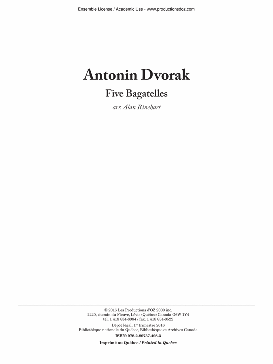 Five Bagatelles Guitar Ensemble scores gallery preview page 1