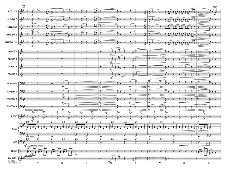 No Time to Die (from No Time To Die) (arr. Paul Murtha) - Conductor Score (Full Score) Jazz Ensemble scores gallery preview page 4