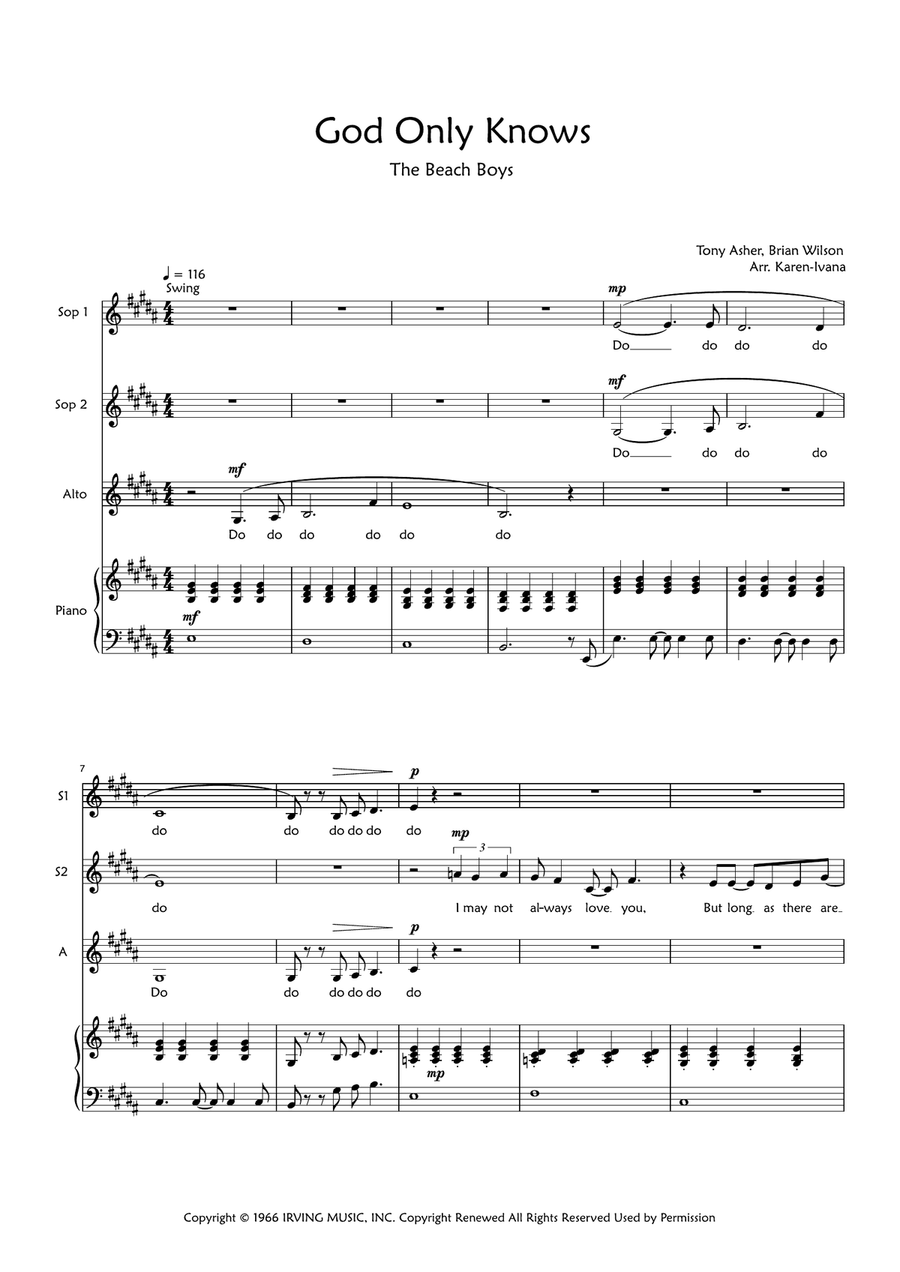 God Only Knows SSA scores gallery preview page 1