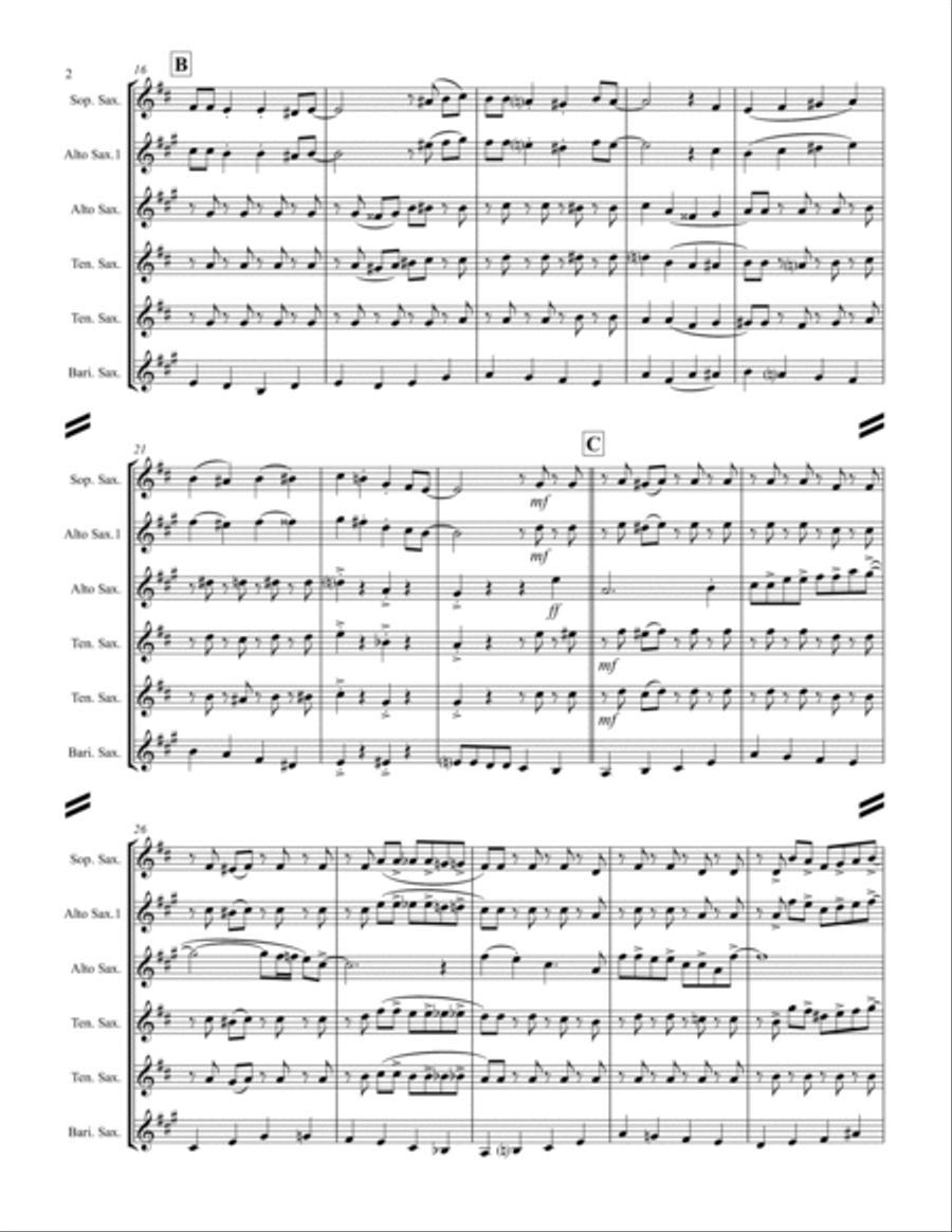 I Saw Mommy Kissing Santa Claus Saxophone Quintet scores gallery preview page 3