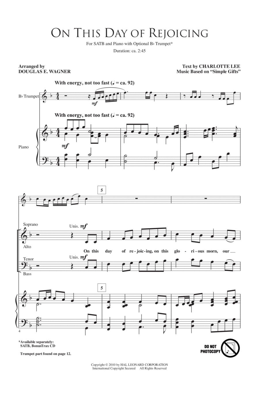 This Day Of Rejoicing 4-Part scores gallery preview page 1