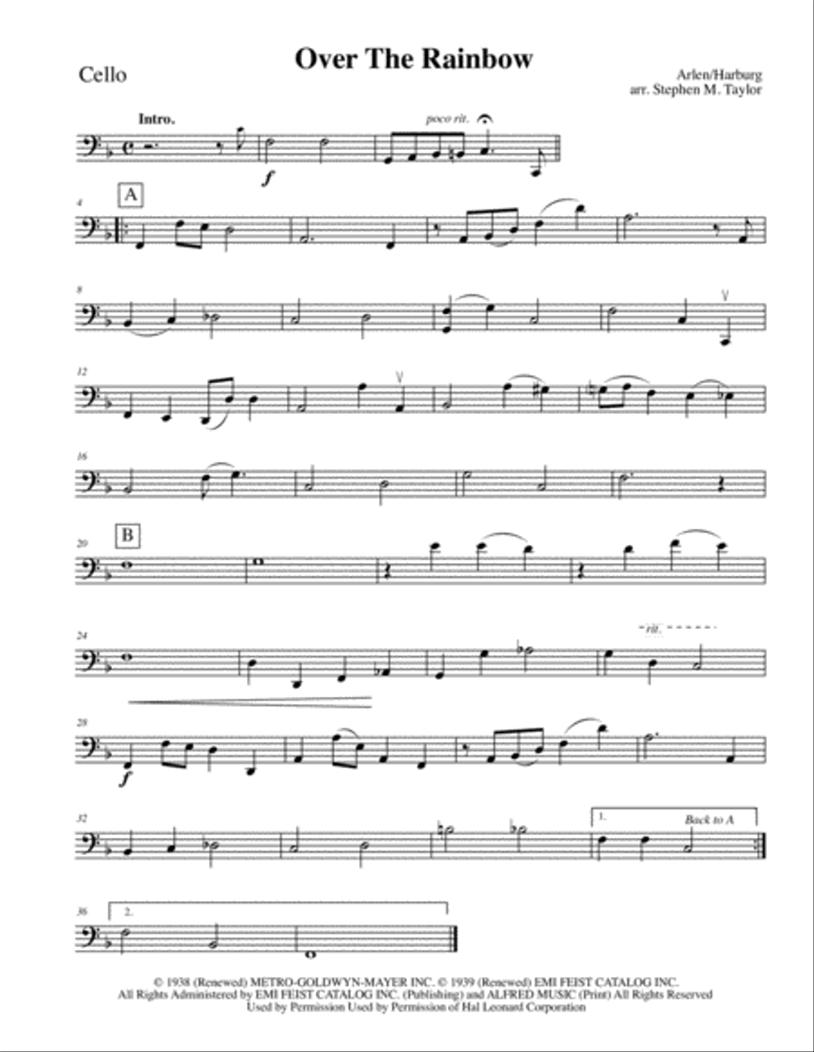Over The Rainbow (from The Wizard Of Oz) String Quartet scores gallery preview page 1