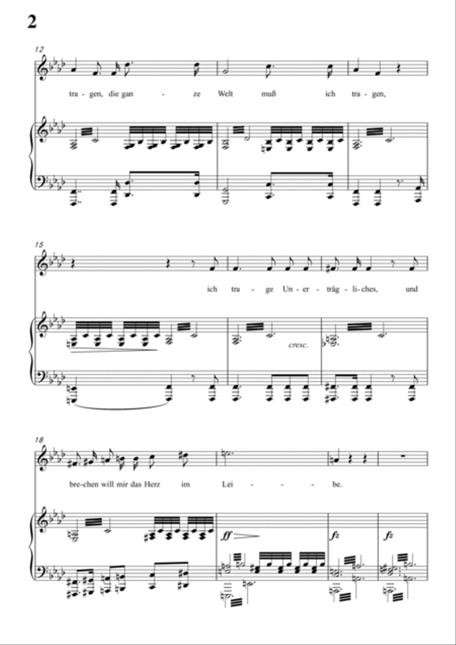 Schubert-Der Atlas in f minor,for Vocal and Piano Voice scores gallery preview page 3