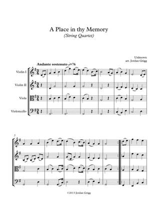 Book cover for A Place in thy Memory (String Quartet)