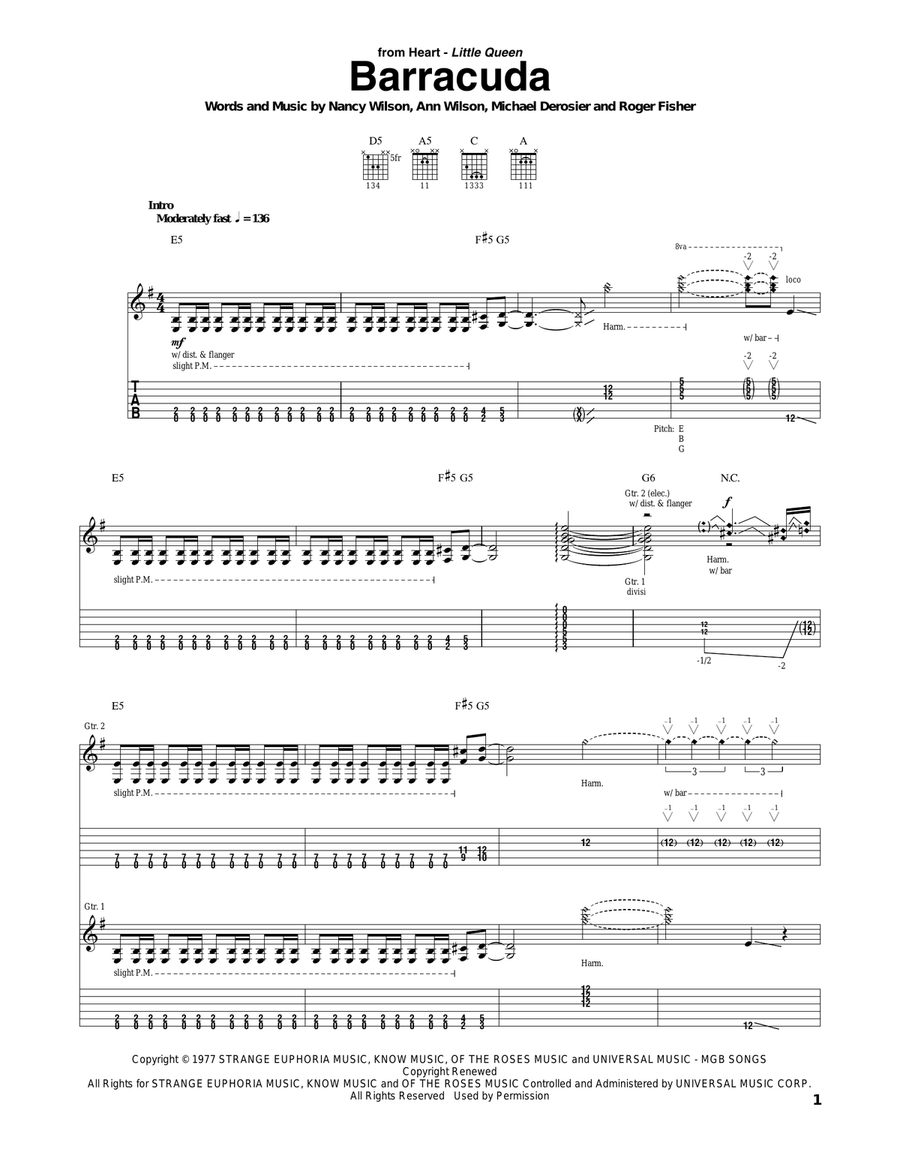 Barracuda Acoustic Guitar scores gallery preview page 1