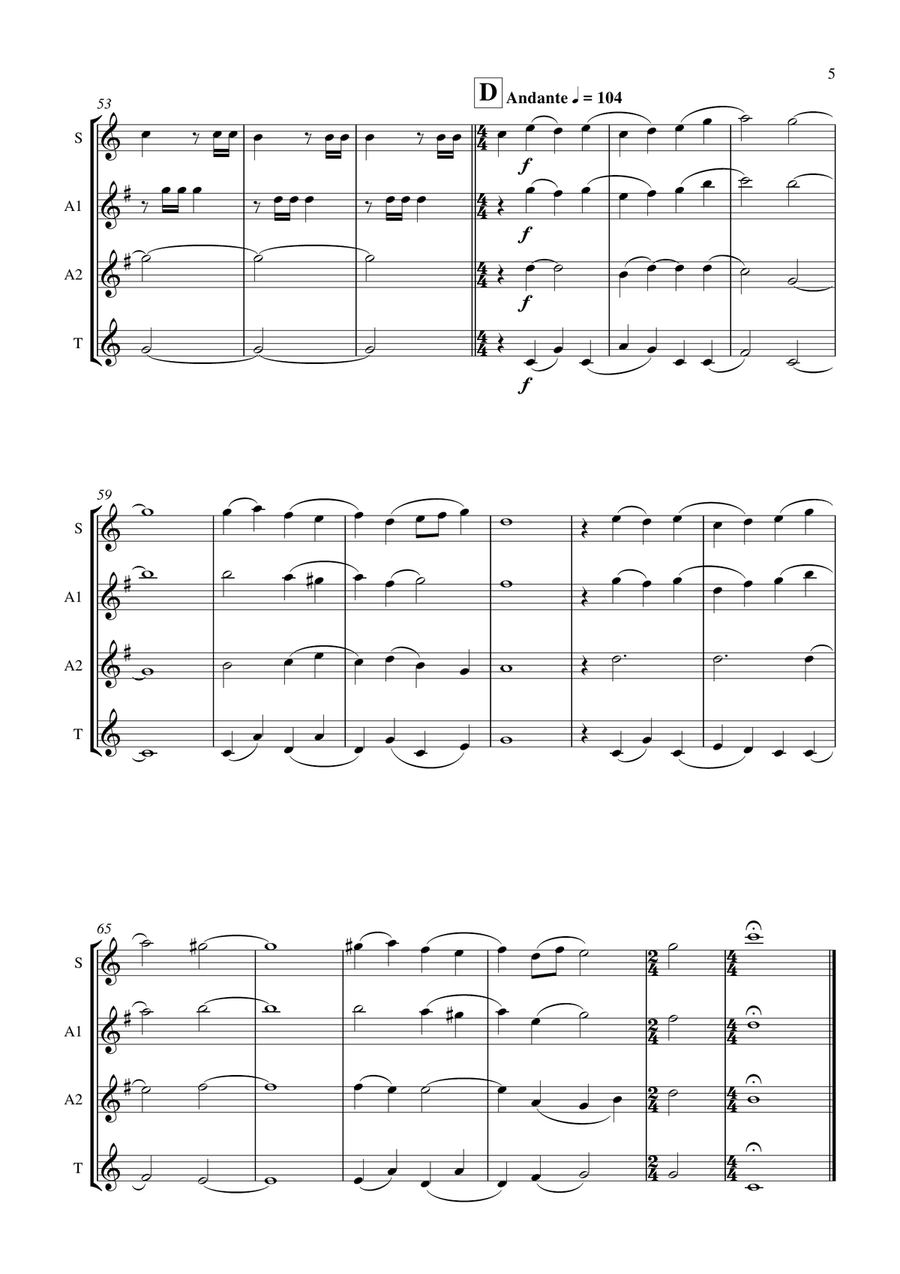 Pagine dalla Sinfonia n. 3 Saxophone Quartet scores gallery preview page 5