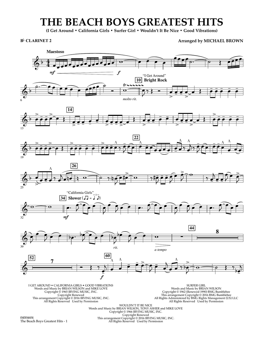 The Beach Boys Greatest Hits - Bb Clarinet 2 Concert Band scores gallery preview page 1