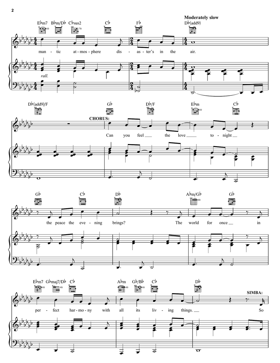 Can You Feel The Love Tonight (from The Lion King: Broadway Musical) Piano, Vocal, Guitar scores gallery preview page 2