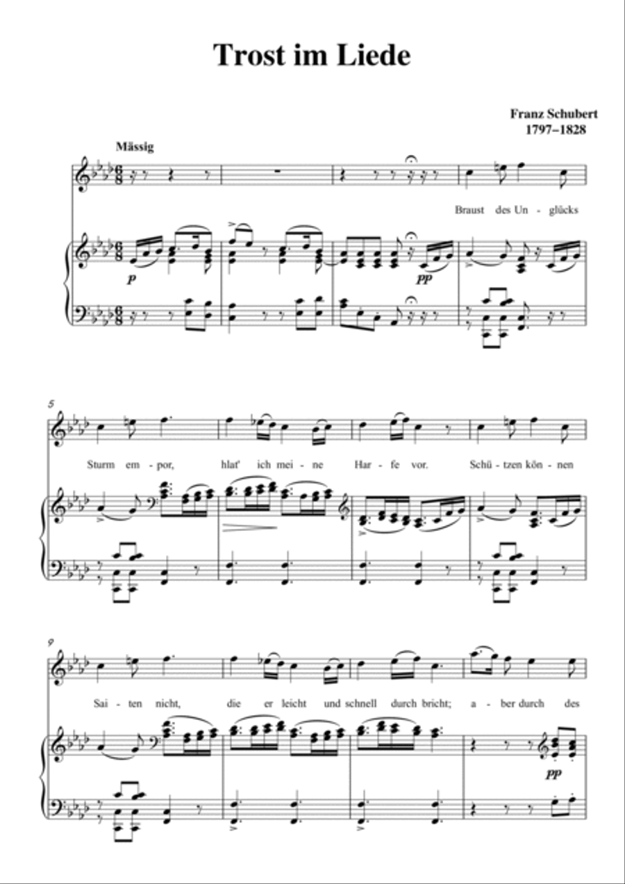 Schubert-Trost im Liede in bA for Vocal and Piano Voice scores gallery preview page 2