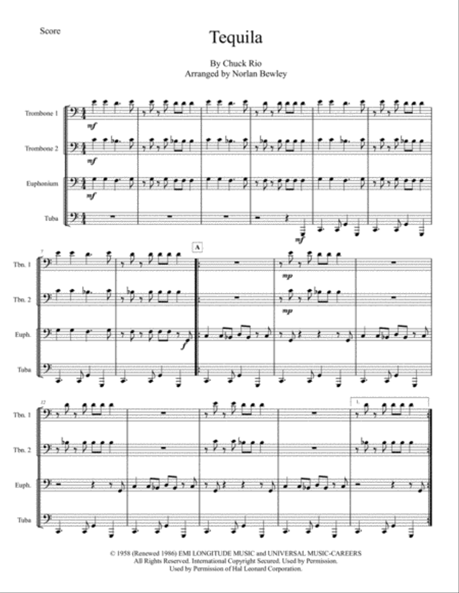 Tequila Tequila Brass Ensemble scores gallery preview page 1