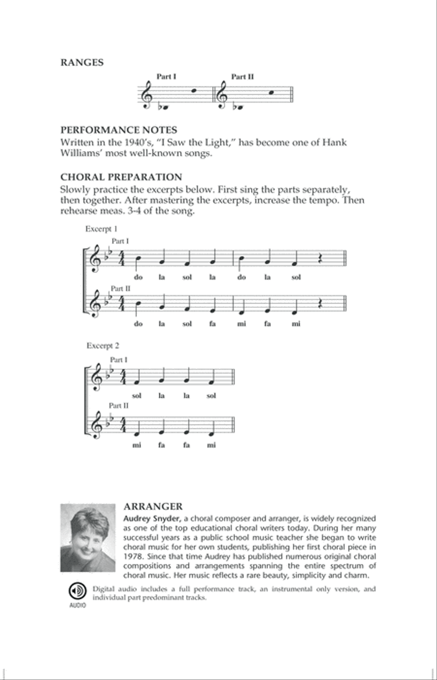 I Saw The Light (arr. Audrey Snyder) 2-Part scores gallery preview page 9