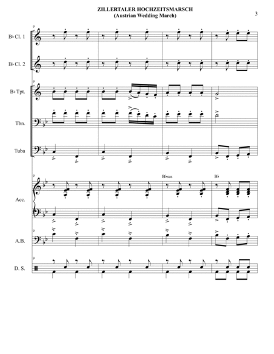 ZILLERTALER HOCHZEITMARSH ( Austrian Wedding March) - Oktoberfest B-Flat Clarinet scores gallery preview page 4
