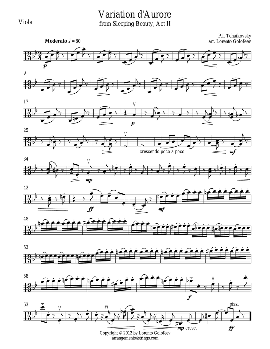 Variation d'Aurore from Sleeping Beauty String Quartet scores gallery preview page 3
