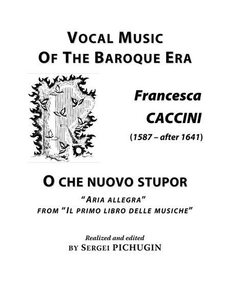CACCINI Francesca: O che nuovo stupor, aria, arranged for Voice and Piano (G minor) image number null