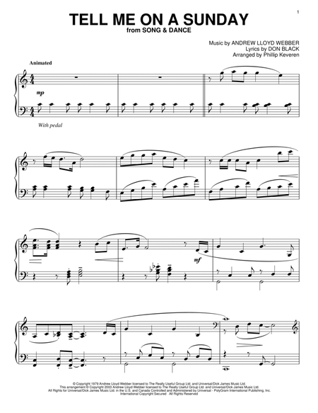Tell Me On A Sunday (from Song And Dance) (arr. Phillip Keveren)