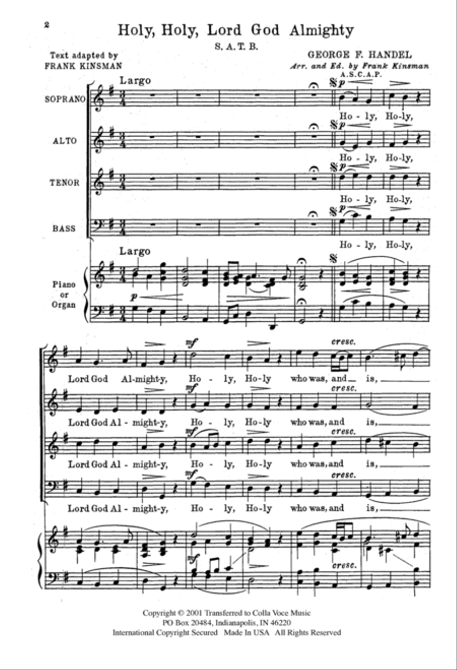 Holy, Holy, Lord God Almighty 4-Part scores gallery preview page 2