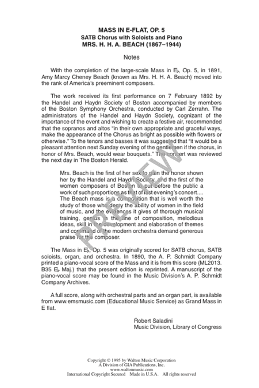 Mass in E-flat Mass in E-flat 4-Part scores gallery preview page 4