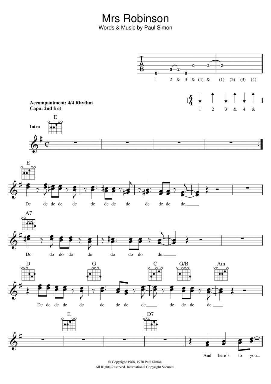 Mrs. Robinson Mrs. Robinson Piano scores gallery preview page 1