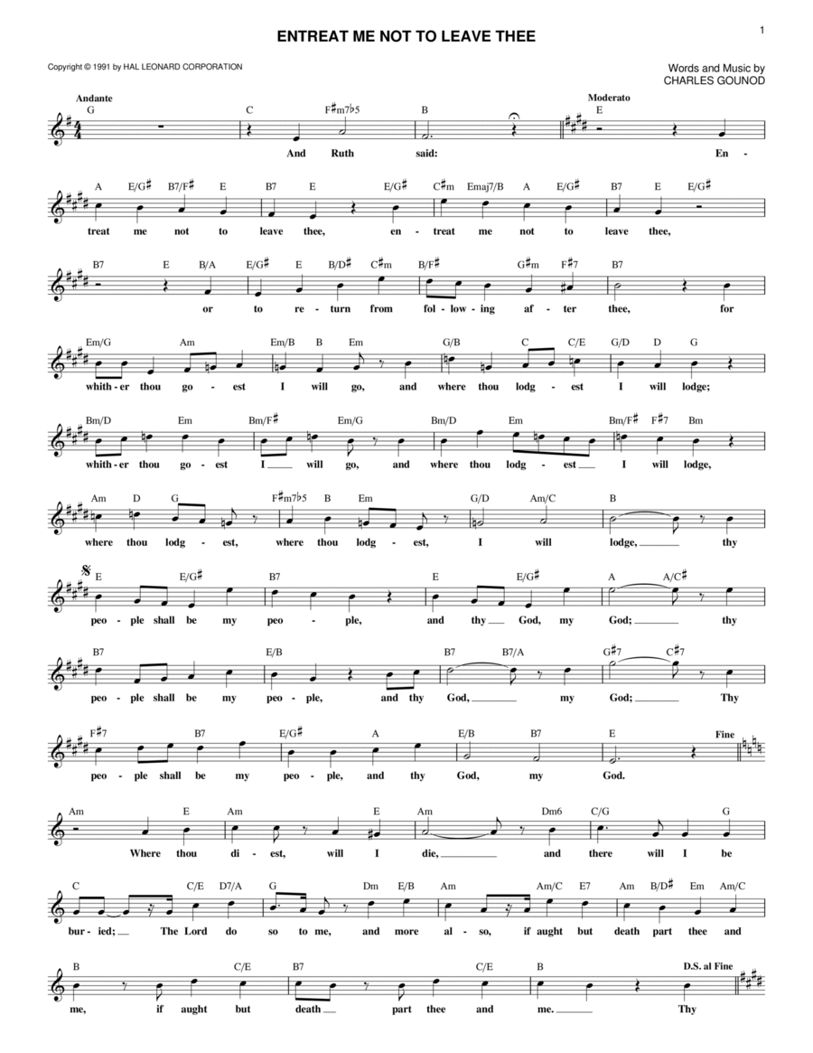 Entreat Me Not To Leave Thee Piano scores gallery preview page 1