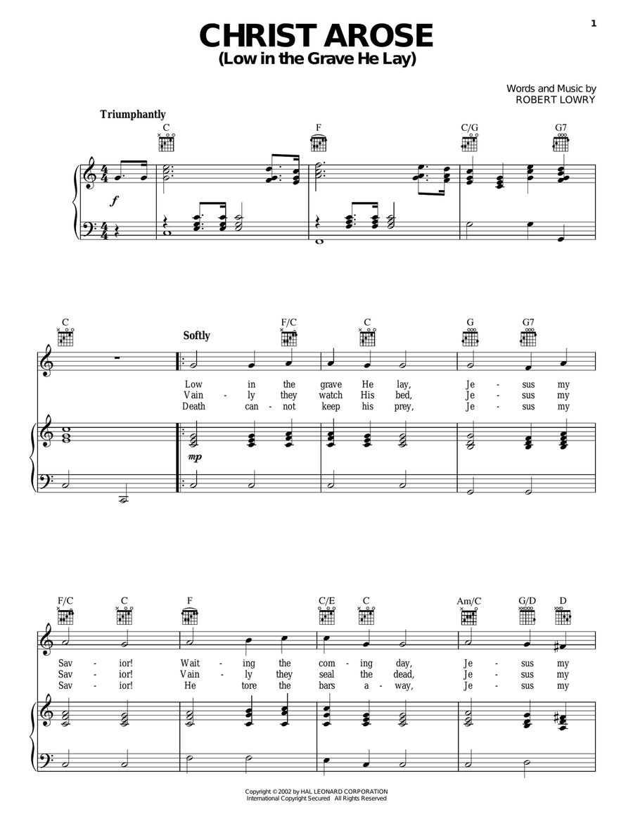 Christ Arose (Low In The Grave He Lay) Piano, Vocal, Guitar scores gallery preview page 1