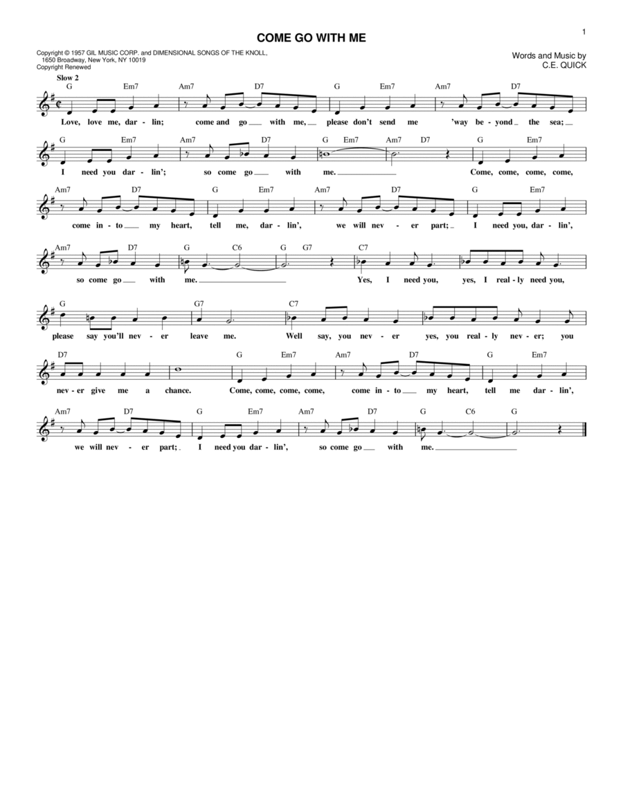 Come Go With Me Come Go With Me Guitar scores gallery preview page 1