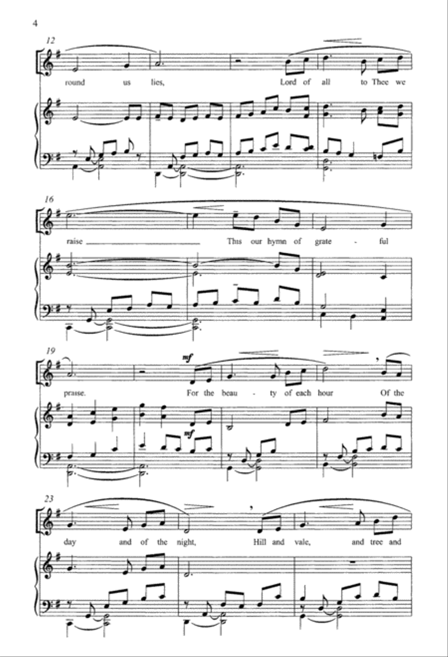 For the Beauty of the Earth Unison Choir scores gallery preview page 3