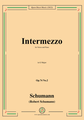 Book cover for Schumann-Intermezzo,Op.74 No.2,in G Major
