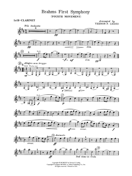Brahms's 1st Symphony, 4th Movement: 1st B-flat Clarinet