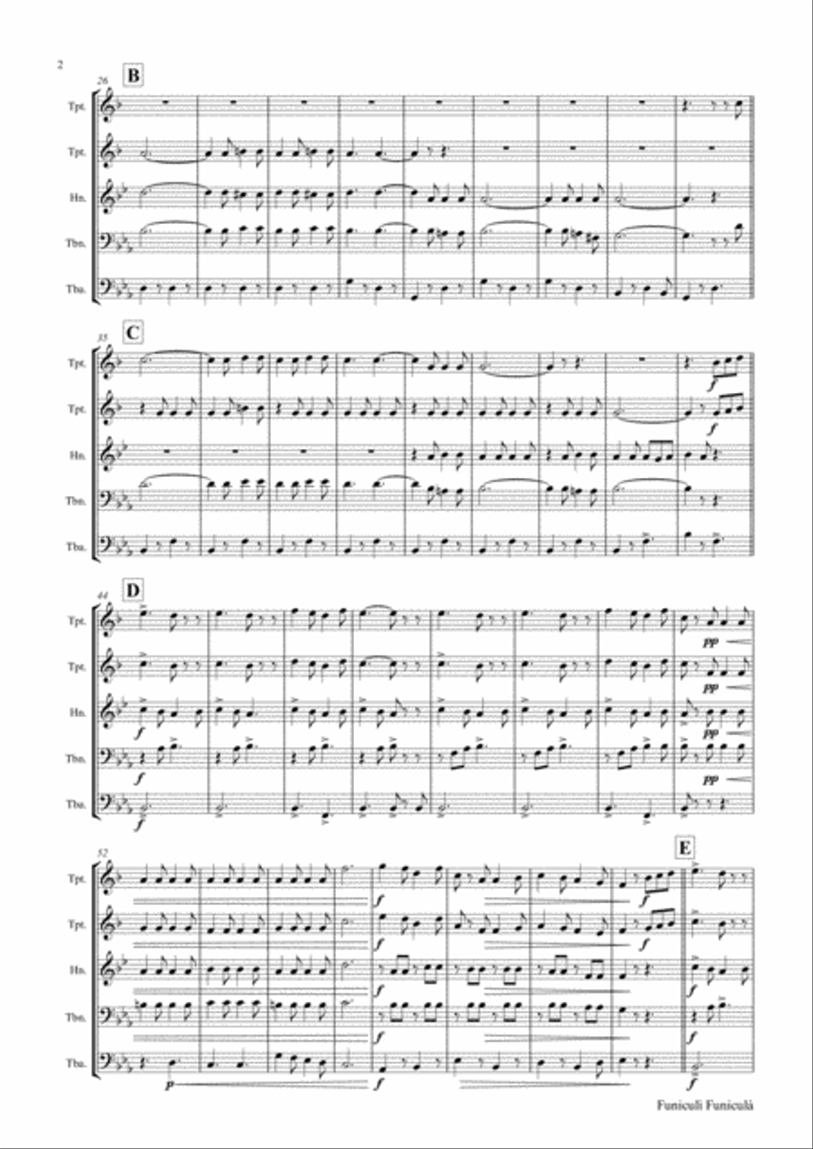 Funiculi Funicula - Italian Evergreen - Brass Quintet Brass Quintet scores gallery preview page 3