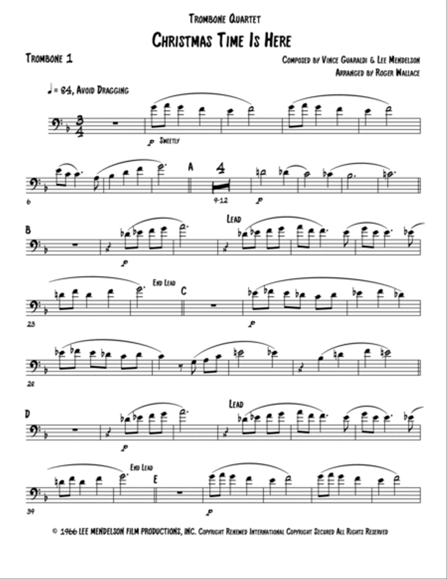 Christmas Time Is Here Brass Quartet scores gallery preview page 5