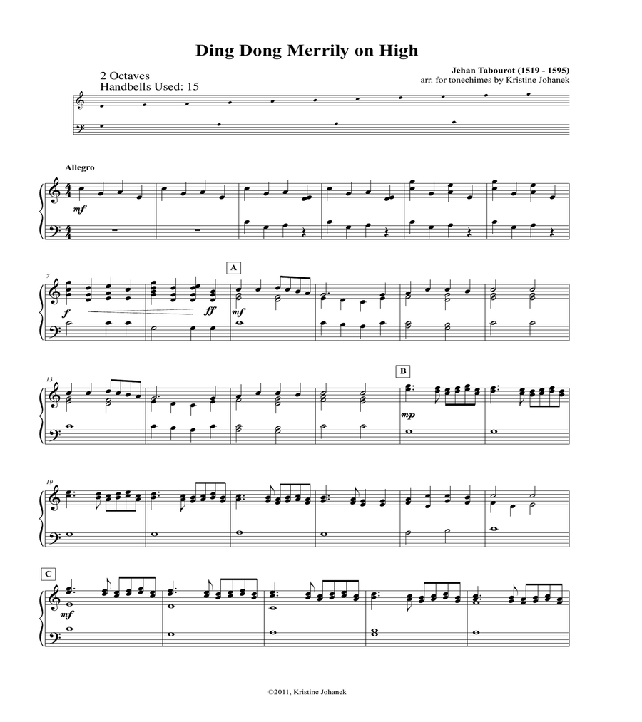 Ding Dong Merrily on High (2 octave handbells, tone chimes or hand chimes) image number null