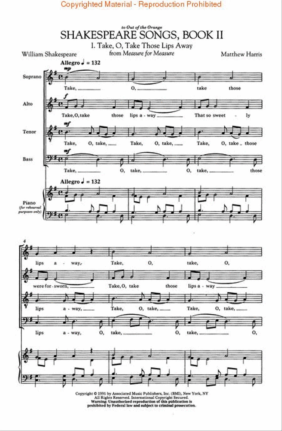 Shakespeare Songs, Book II 4-Part scores gallery preview page 2