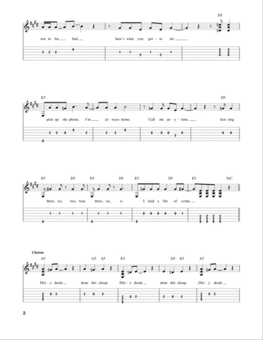 Dirty Deeds Done Dirt Cheap Acoustic Guitar scores gallery preview page 2