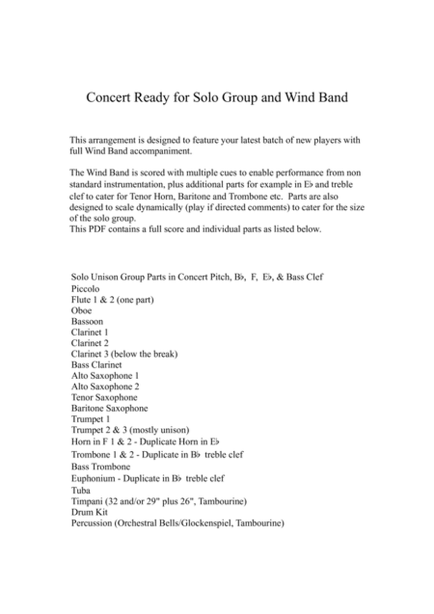 Concert Ready (Solo Group Feature for Elementary Wind Players and Wind Band) image number null