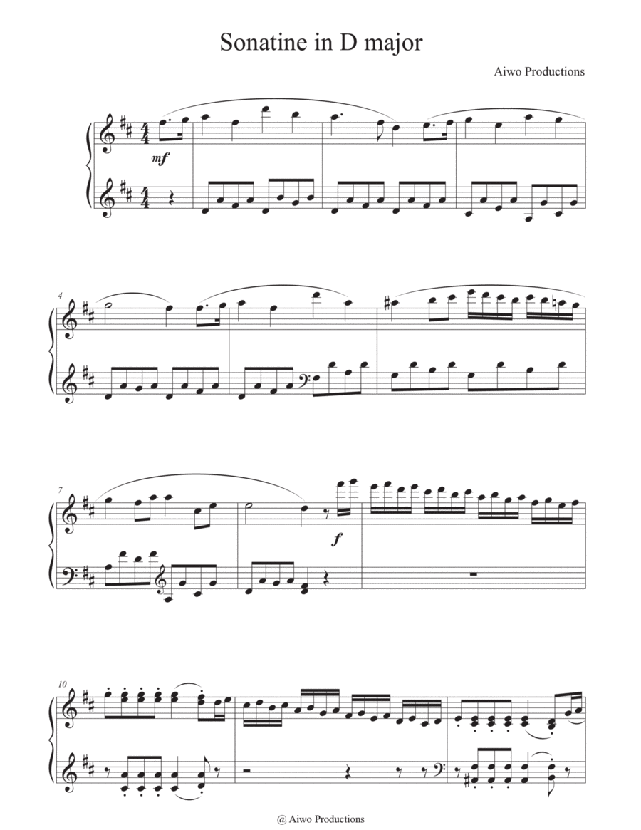 Sonatine in D Major Sonatine in D Major Piano Solo scores gallery preview page 1