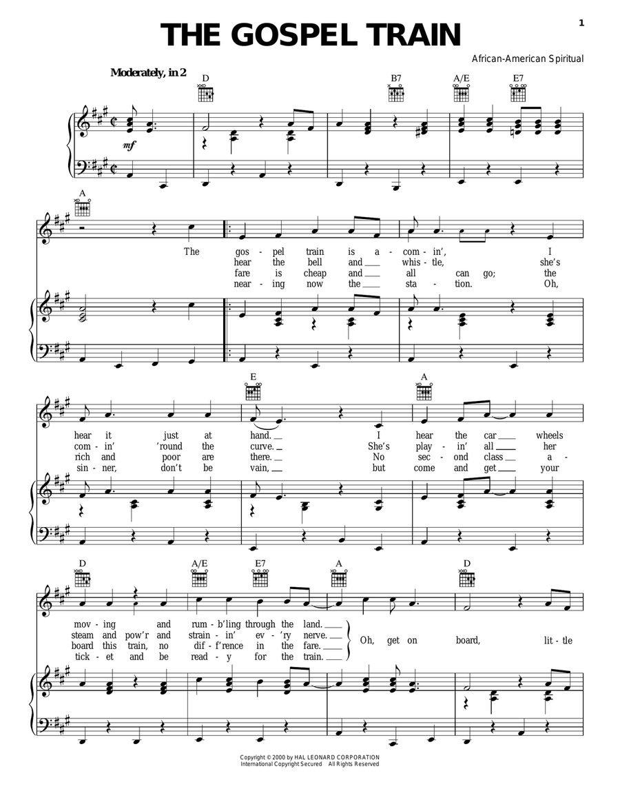 The Gospel Train The Gospel Train Piano, Vocal, Guitar scores gallery preview page 1