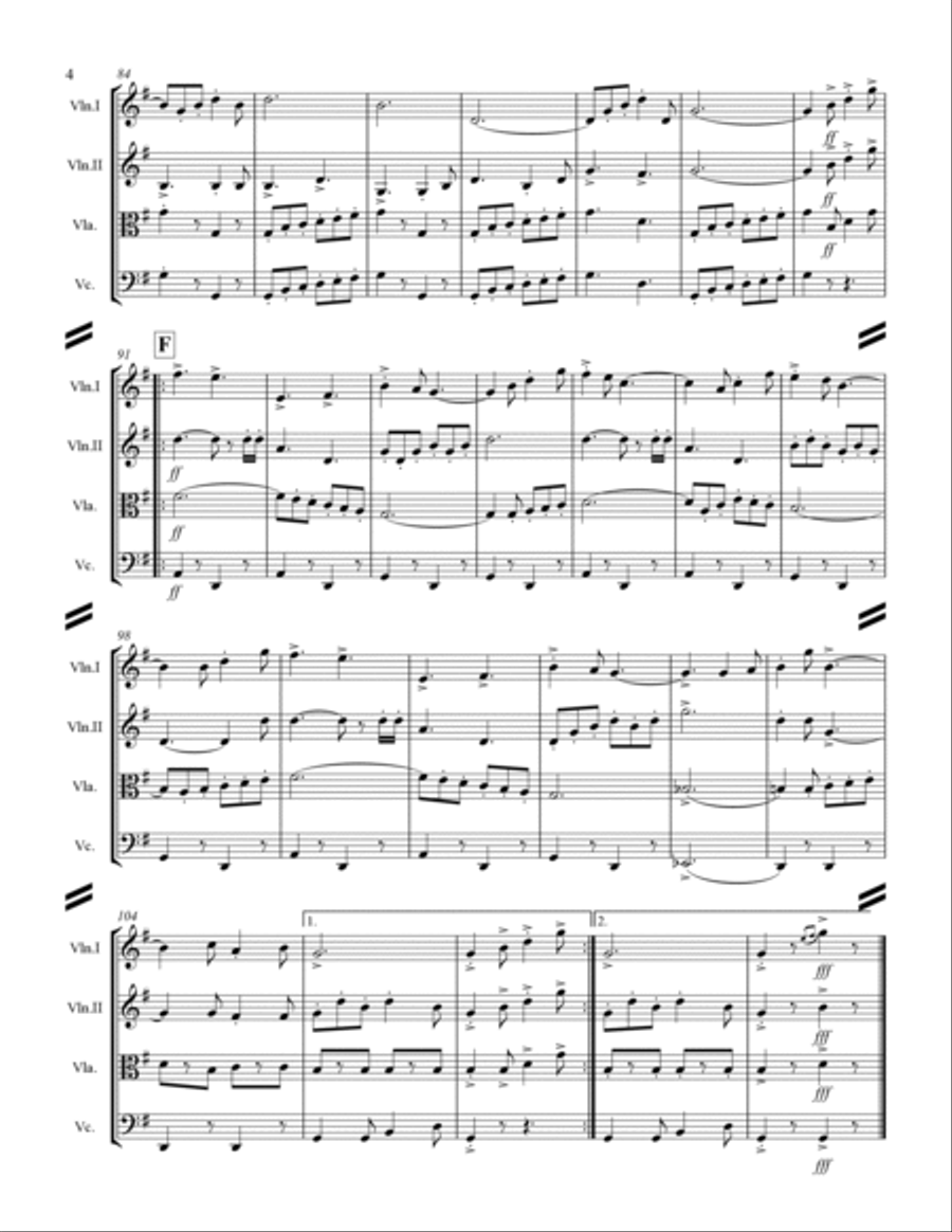 March - Semper Fidelis (for String Quartet) String Quartet scores gallery preview page 5