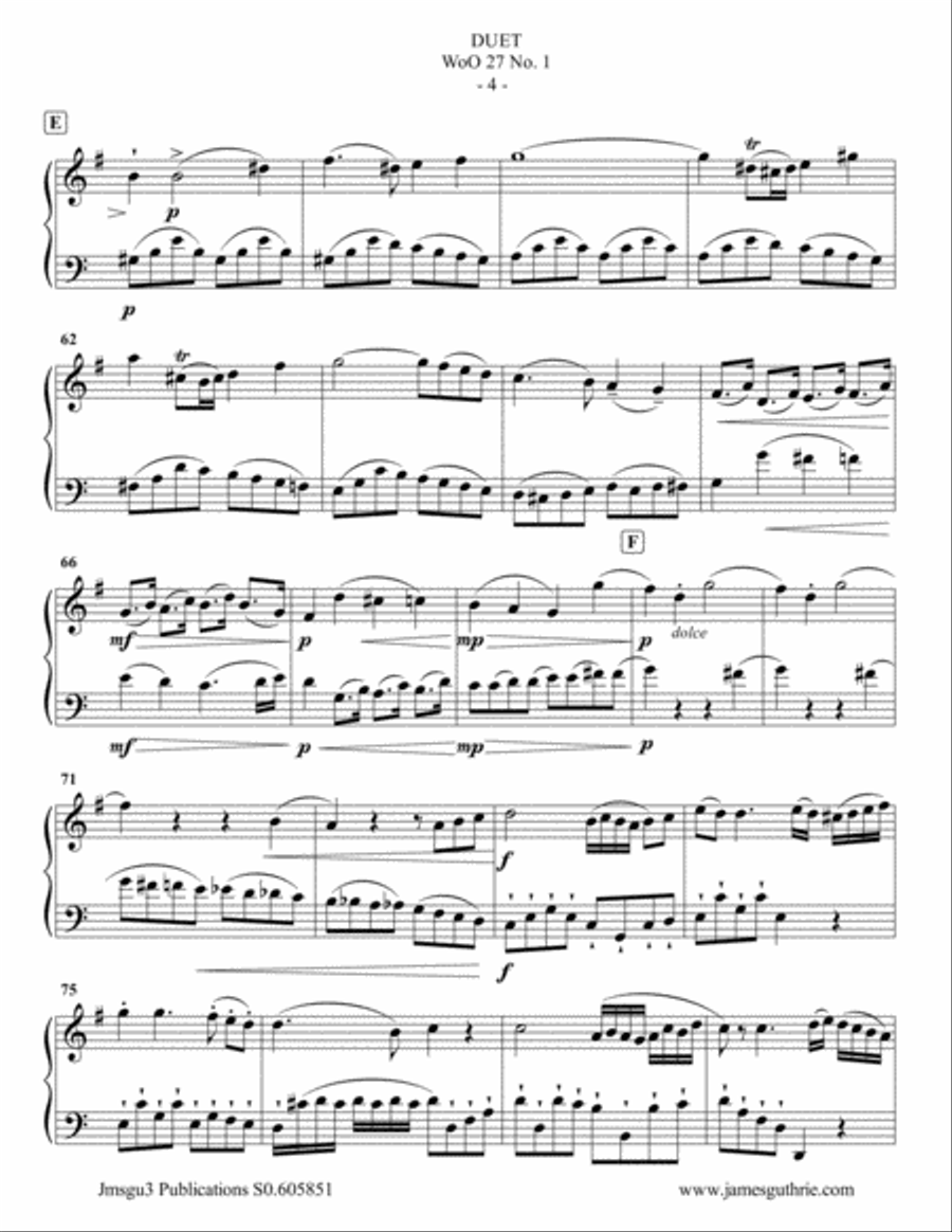 Beethoven: Three Duets WoO 27 for English Horn & Cello English Horn scores gallery preview page 4