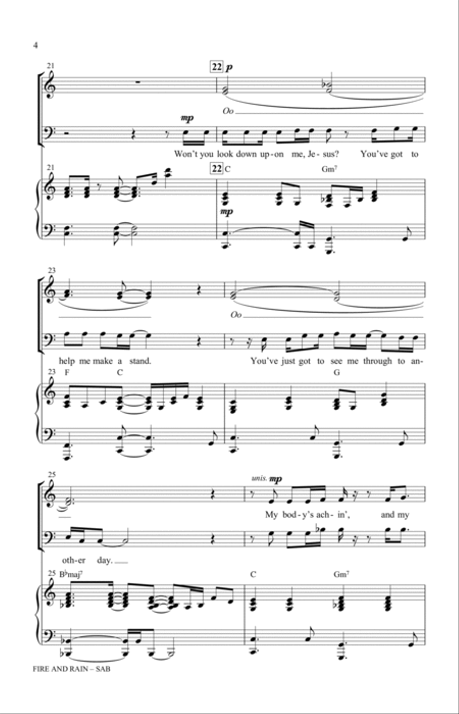Fire And Rain (arr. Greg Gilpin) 3-Part scores gallery preview page 4